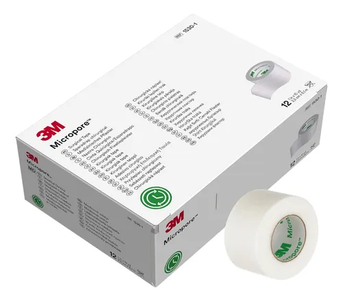 Tela micropore blanca 2,5 cm × 9 m caja 12u, 3M